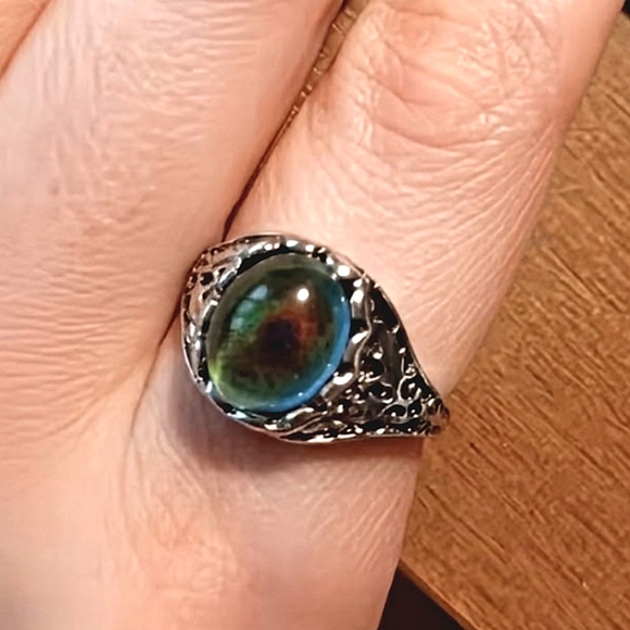 Mood Ring Silvery Size 7 8 9 Color Changing 70s Silver Mood Rings Men Women - Picture 8 of 15
